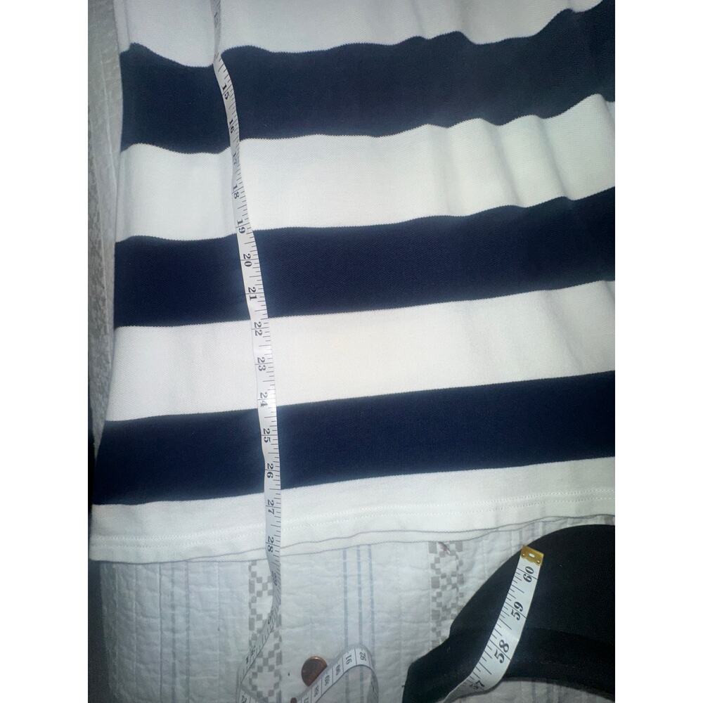 Polo Ralph Lauren Rugby Shirt Men’s XL Custom Fit Navy White Striped Crest Polo - Picture 6 of 6